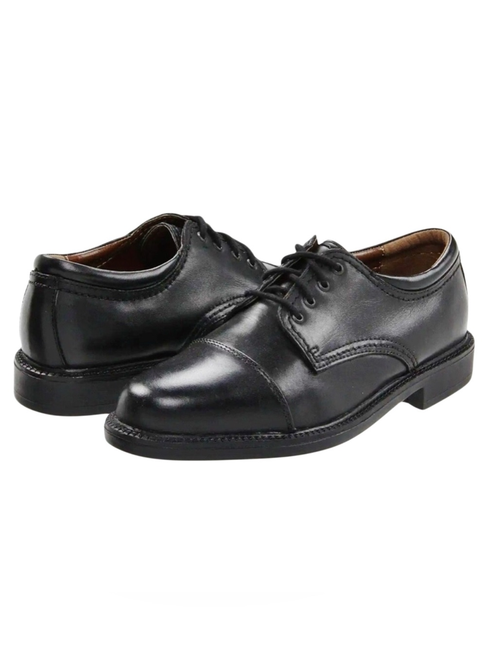 Mens Classic Black Leather Cap-Toe Dress Oxfords Size 8